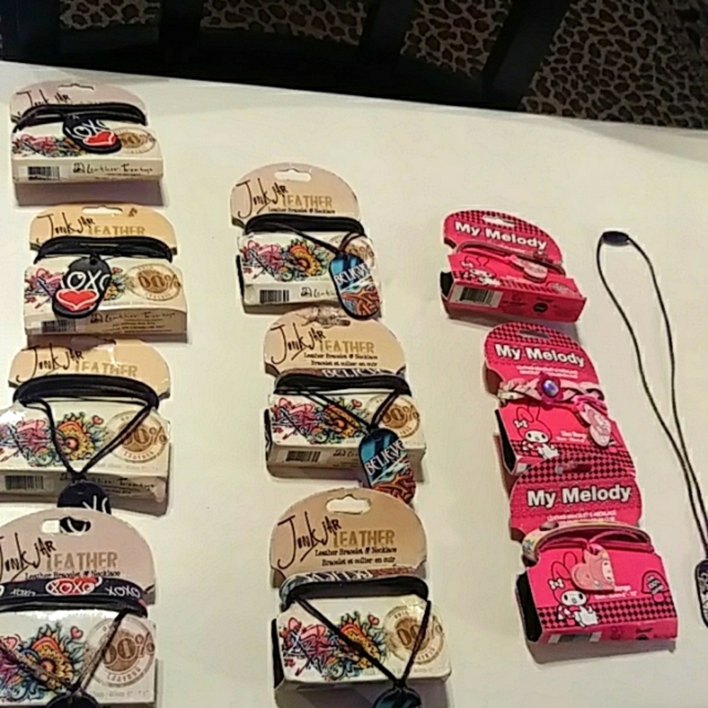 Leather bracelet and necklace combo package